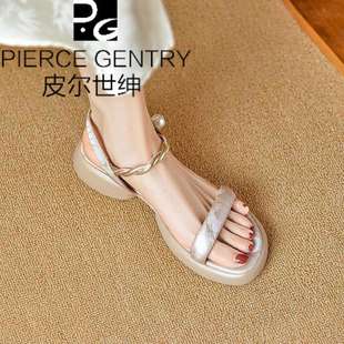 2025 New Chinese Style Summer Versatile Simple Casual Thick-Soled Strap Open-Toe Sandals with Skirt