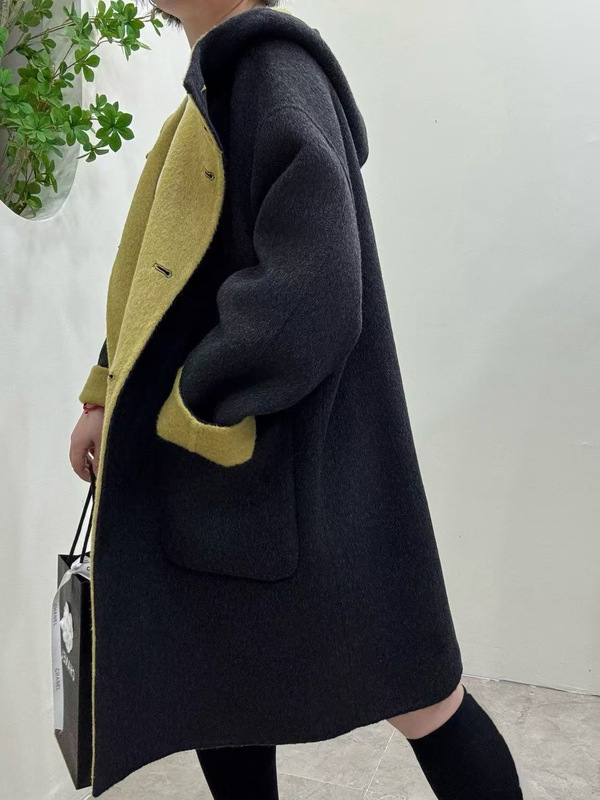 魔法学院 2025小个子必备连帽阔版加厚女双面羊毛大衣双面双色|undefined