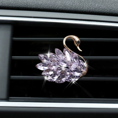 Car Perfume Aromatherapy, Crystal Swan Car Air - purple-swan-facing-right