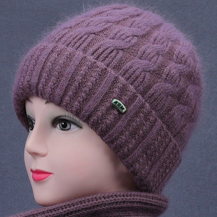 Autumn and Winter Knitted Hats for Middle-Aged and Elderly Women, Warm Thickeneded Woolen Hats, Thickeneded Cold-Proof Cotton Hats, Mother Hats