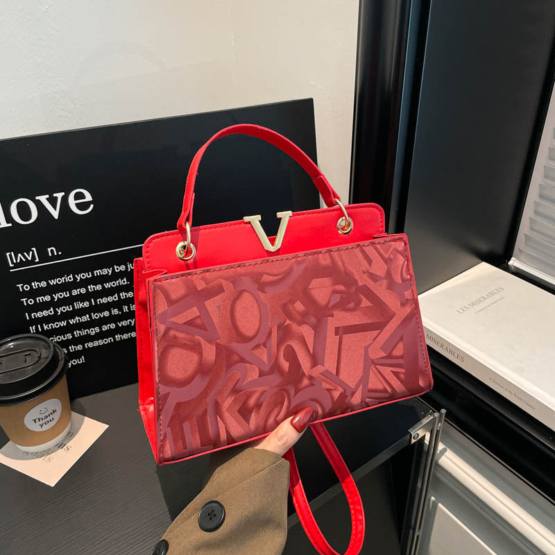 Bolso Cuadrado Bandolera con Estampado de Letras de PU para Uso Diario