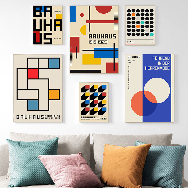 Bauhaus Living Room Niche Art Painting Core Industrial Style Home Decoration Painting Abstract Geometry Studio Bedroom Hanging Painting