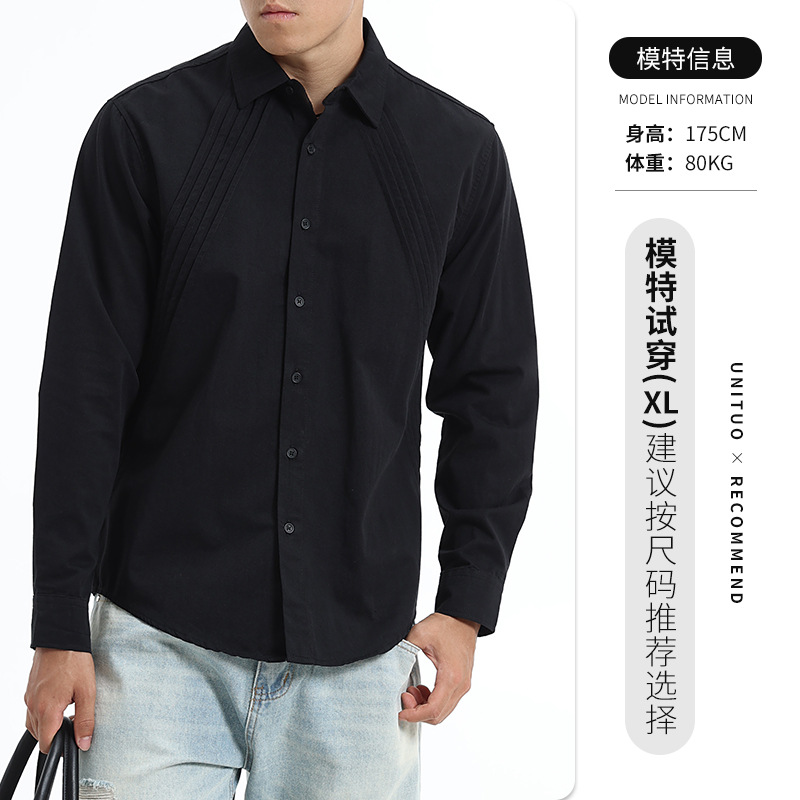 Hombres de otoño nueva camisa de solapa de manga larga hombre camisa de algodón de alta calidad casual chaqueta para hombre