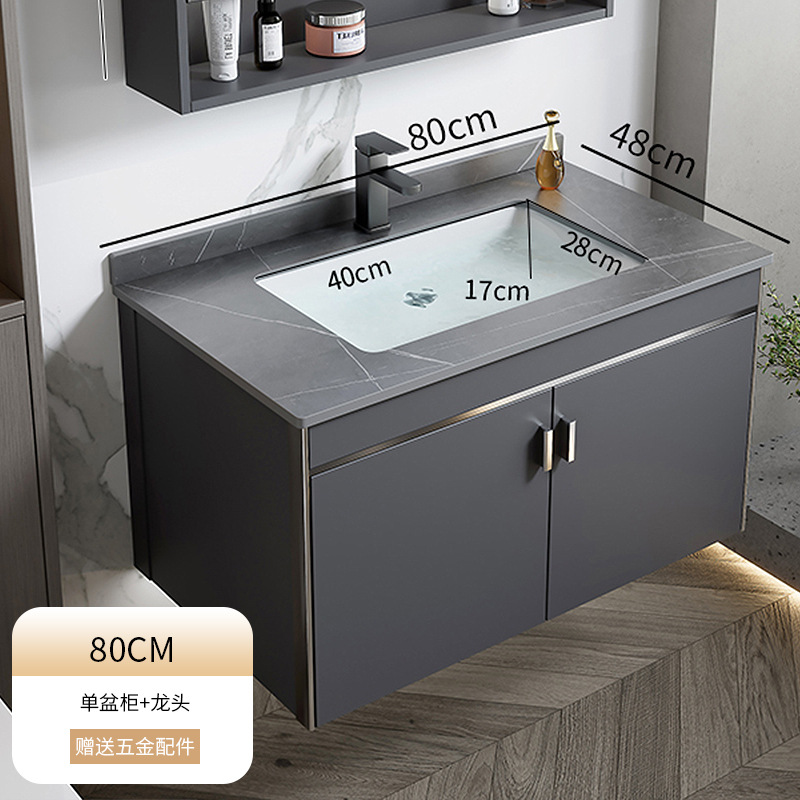 2024 nuevo espacio engrosado aluminio baño gabinete lavabo combinación baño lavabo piscina cerámica integrado