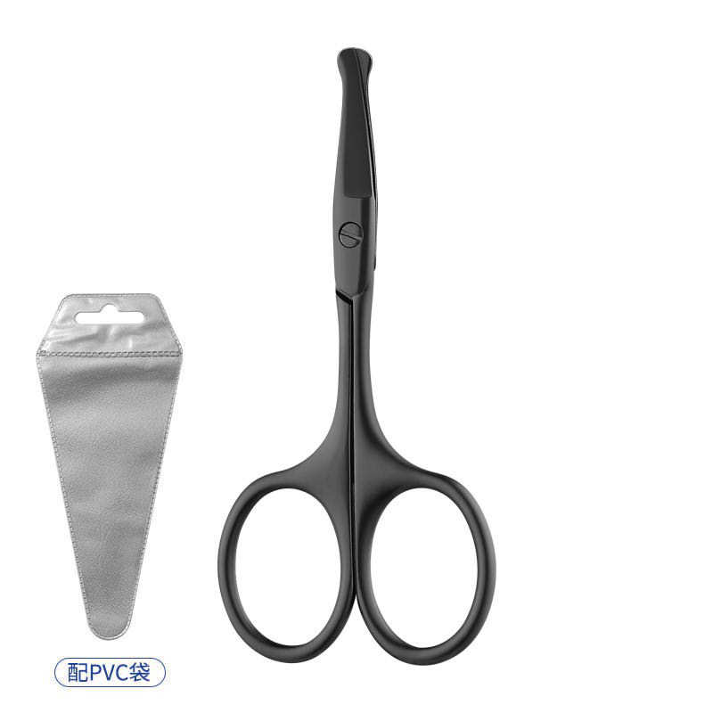 Juego de tijeras de pelo de nariz para hombres, cabeza redonda, afeitado de acero inoxidable, limpieza de fosas nasales, tijeras pequeñas manuales para mujeres
