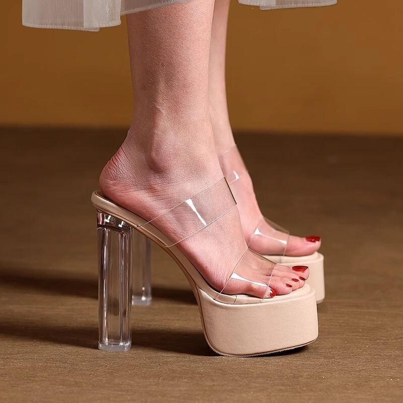 2026 New Transparent High-Heeled Sandals for Women, Summer Outdoor Wear, Crystal Chunky Heel, Thick-Soled Waterproof Platform Slide Sandals 2026 New Transparent High-Heeled Sandals for Women, Summer Outdoor Wear, Crystal Chunky Heel, Thick-Soled Waterproof Platform Slide Sandals