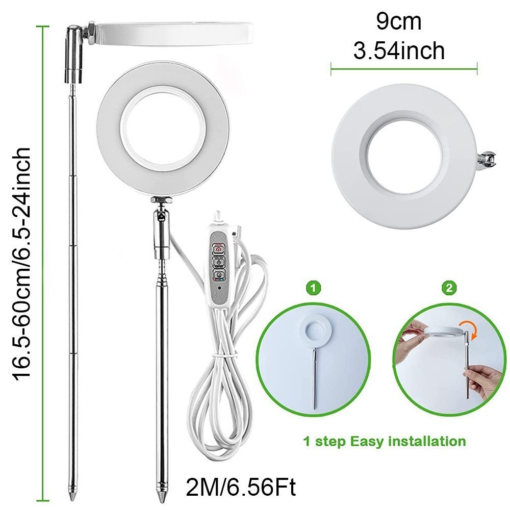 5V de bajo voltaje temporización de atenuación doméstica lámpara interior de flores carnosas ángel anillo de luz de planta de espectro completo lámpara de crecimiento