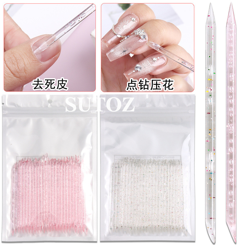 Cross-border new nail art drill stick tool double-headed available acrylic nail art crystal dead skin push drill embossing stick Cross-border new nail art drill stick tool double-headed available acrylic nail art crystal dead skin push drill embossing stick
