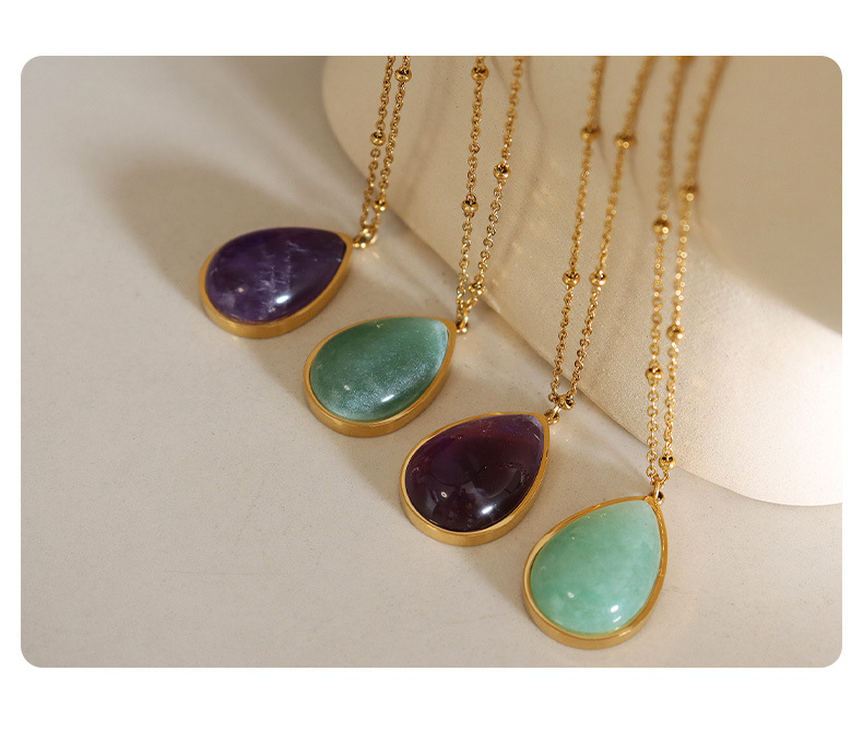 304 Stainless Steel Material PVD Coated Real Gold Plated 18K Gold Oval 304 Stainless Steel Ethnic Style Waterproof Non Tarnish 304 Stainless Steel Necklace
