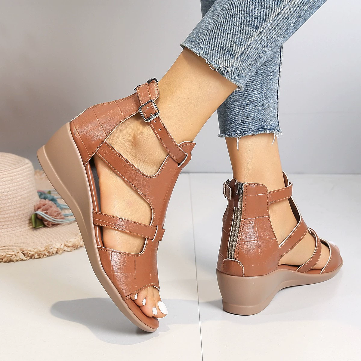Sandals, summer footwear platform, plus size