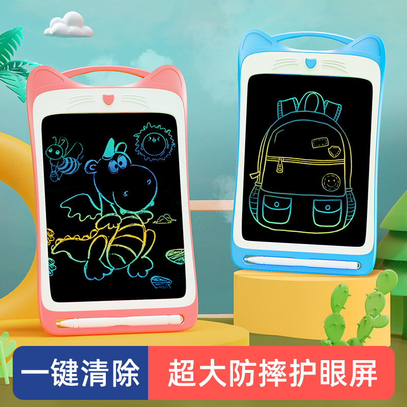 Tableta de Escritura LCD para Niños de 8.5 Pulgadas, Pizarra Electrónica Pequeña para Uso Doméstico, Dibujo y Diseño con Orejas de Gato, del Fabricante Original