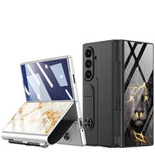 适用三星折叠屏Z fold7 5G手机壳翻盖皮套玻璃彩绘笔槽简约亚马逊