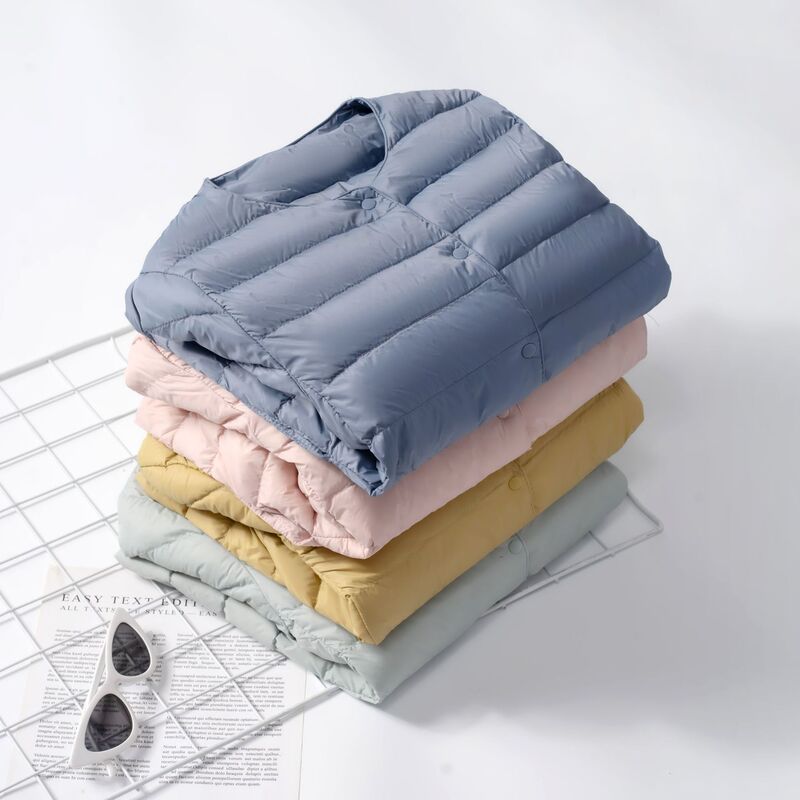 Pinghu Chixin Pure Color Short Long-Sleeved Simple down Jacket Women's New Fashion Round Neck Duck down Autumn and Winter Jacket Pinghu Chixin Pure Color Short Long-Sleeved Simple down Jacket Women's New Fashion Round Neck Duck down Autumn and Winter Jacket