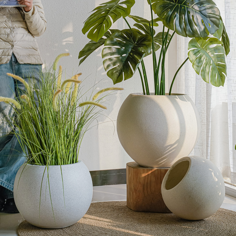 Gran calibre creativo maceta de cemento de magnesio de alta gama lujo ligero minimalista sala de estar balcón patio terraza decoración de la casa en maceta