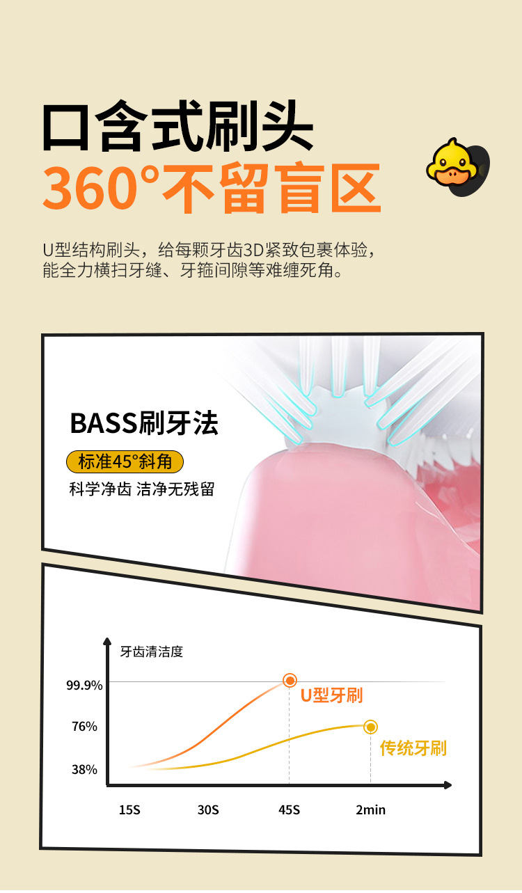 小黄鸭U型手动牙刷