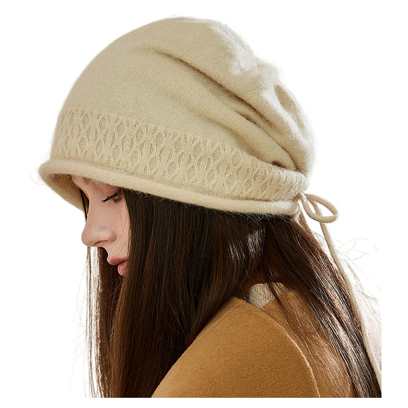 Nova venda quente lã misturada baotou chapéu outono e inverno feminino malha chapéu quente proteção de orelha chapéu frio moda elegante chapéu de lã_voghion.com