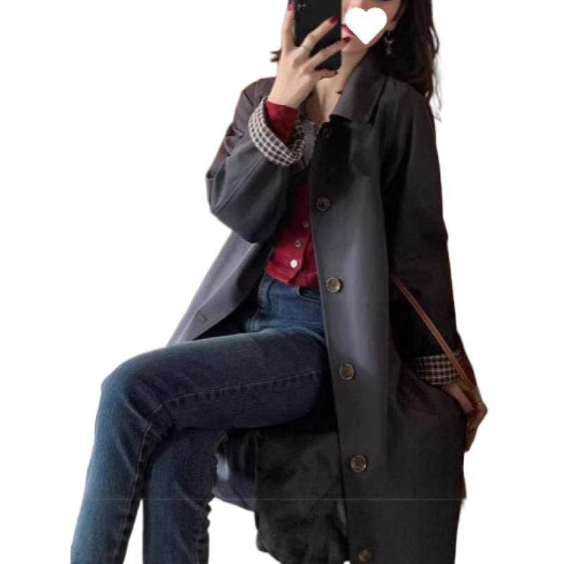 卡其色风衣女单排扣春秋新款英伦风韩版|undefined