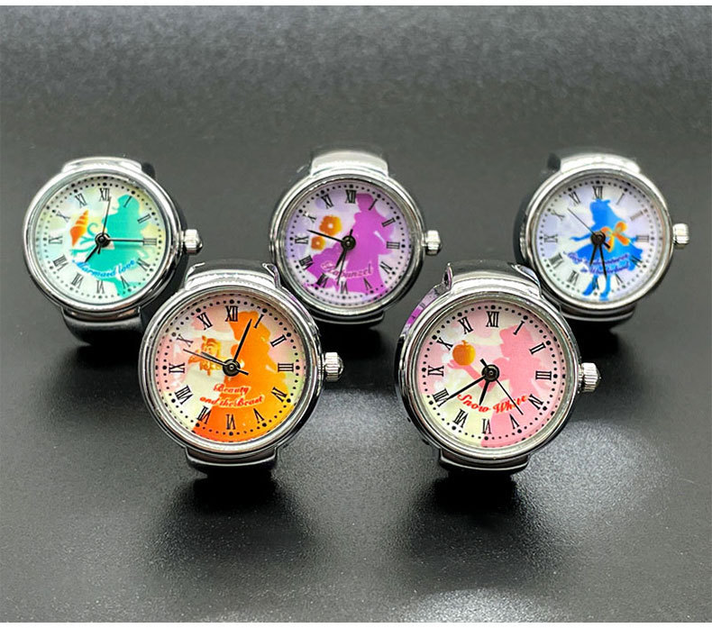 25g Weight Quartz Glass Mirror Material Stainless Steel Strap Material Watch Rings Classification Pointer+Number Display Type Round Dial Shape Daily, Street Occasion Quartz Movement Human, Letter Pattern All Seasons Season Unisex Gender Cute Style Cute Human Letter Quartz Watch Rings