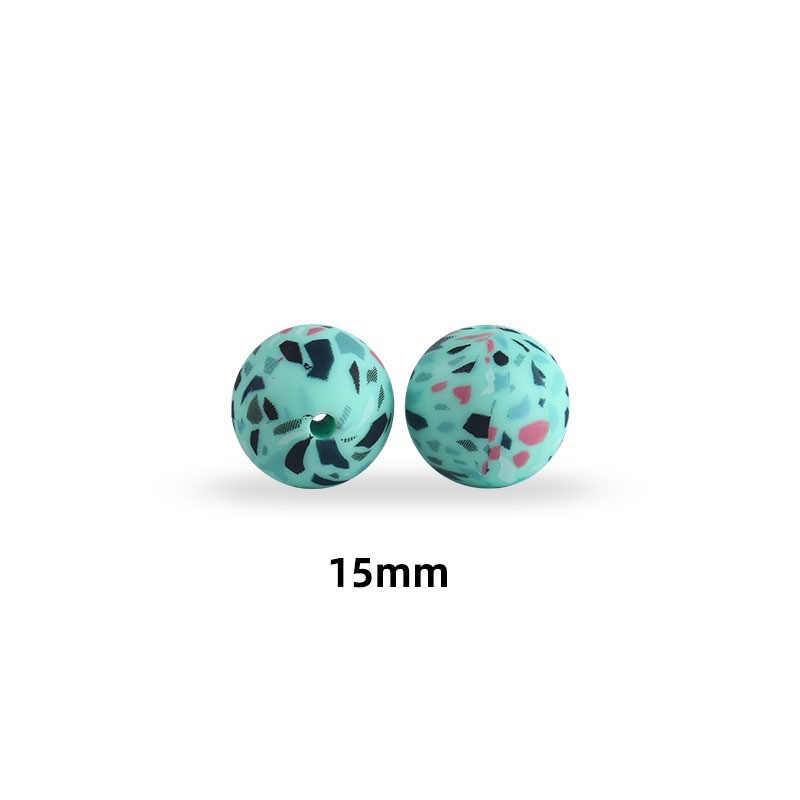 15mm leopardo pétalo color cuentas de transferencia de agua granos de silicona de calidad alimentaria DIY joyería chupete cadena teether pulsera