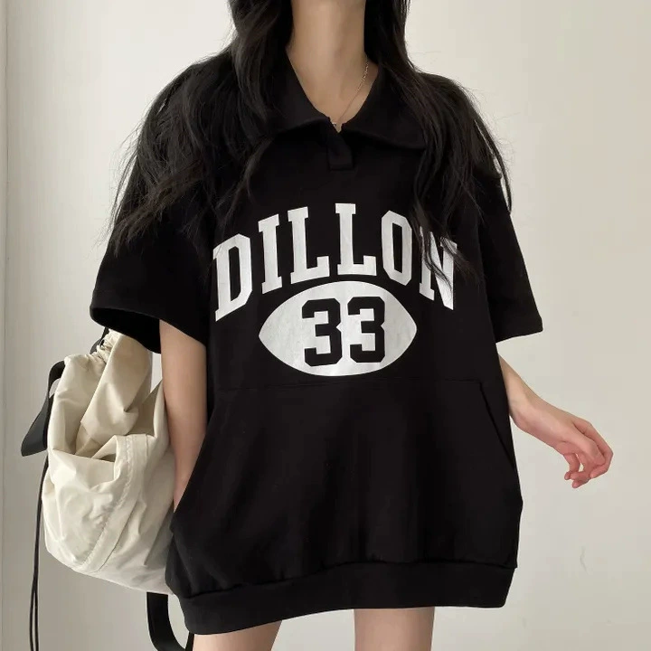 Clothing черный топ ins средняя длинная хлопчатобумажная футболка женская летняя приливная бренд с короткими рукавами карманный сетка красный корейский polo