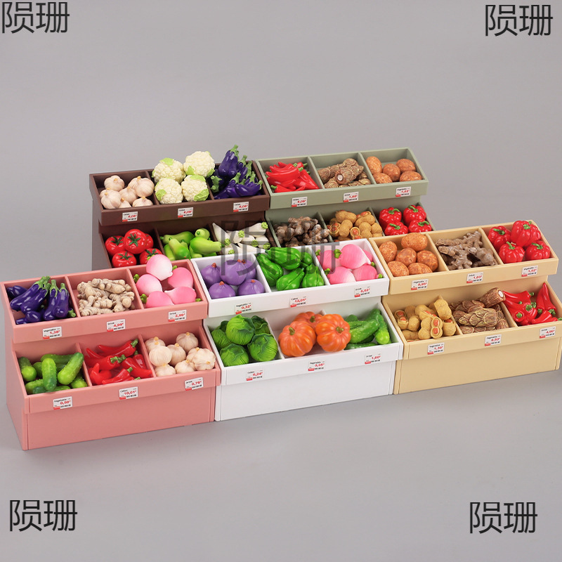 微缩娃娃屋蔬菜架果蔬摊模型展示柜迷你小市过家家玩具摆件