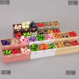 微缩娃娃屋蔬菜架果蔬摊模型展示柜迷你小市过家家玩具摆件