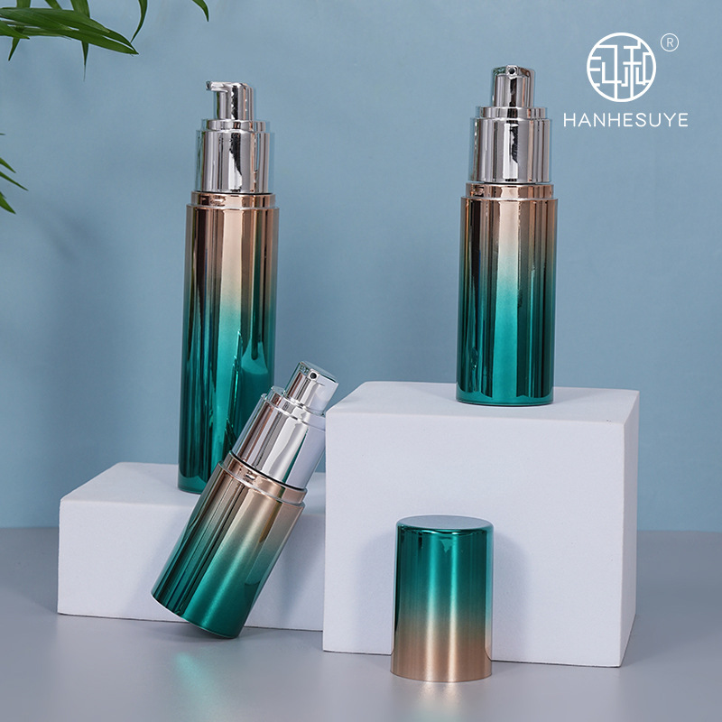 AS电镀渐变色真空瓶套装 15ml30ml50ml乳液面霜分装瓶 护肤品空瓶