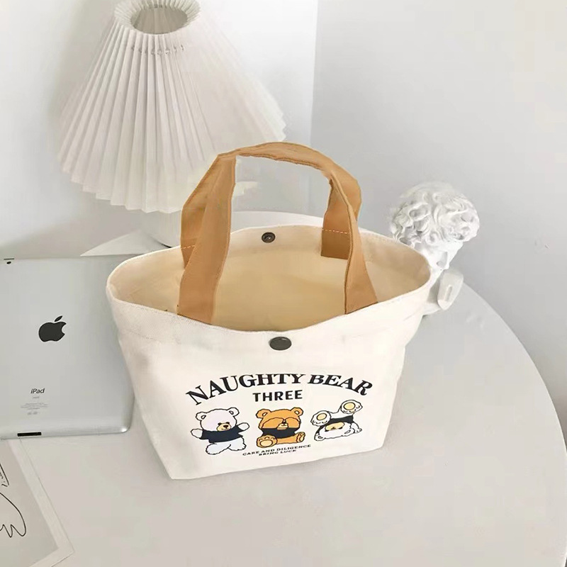 Bolsa de lona bolso de las mujeres nuevo estudiante almuerzo bolsa de trabajo simple fuera pequeña bolsa de gran capacidad bolso de la momia