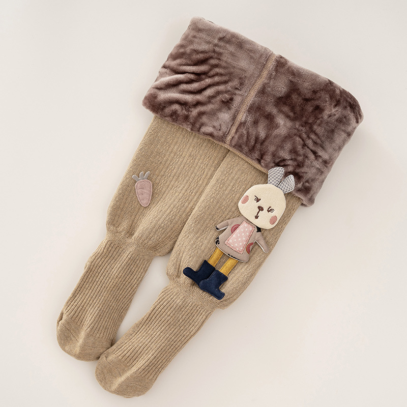 女の子のレギンスと秋冬のベルベットの厚い子供のレギンスの外に洋風の女の子のレギンスの赤ちゃんのレギンスのバッチを着ています。