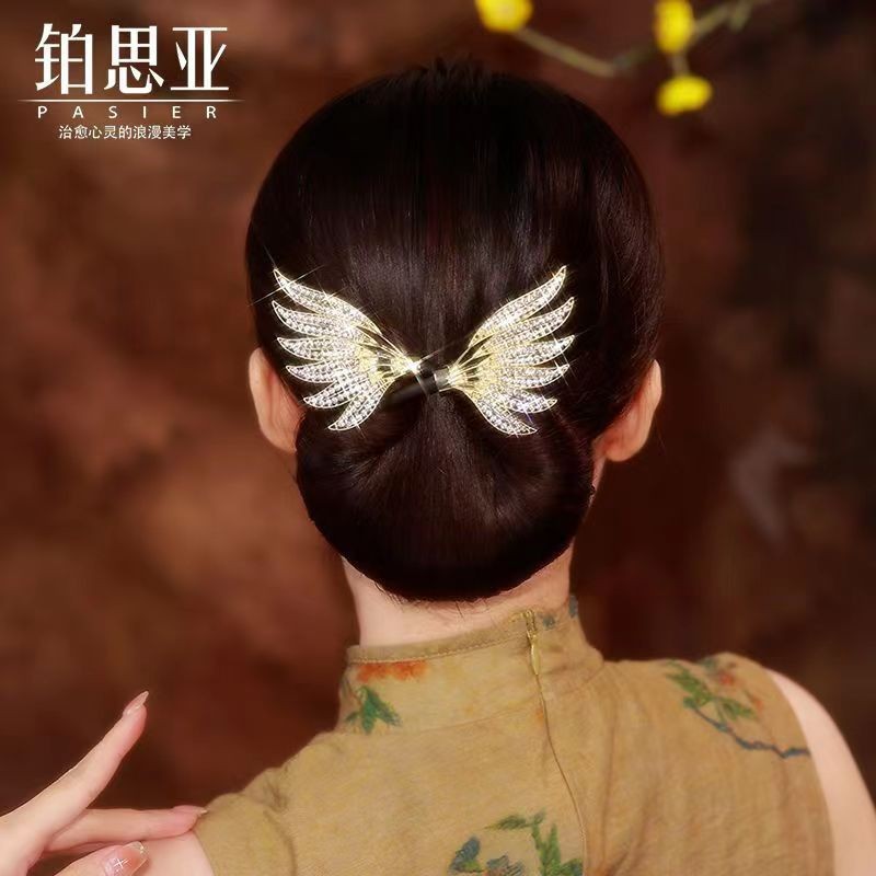 Platinum Siya 2023 nueva pluma updo artefacto cabeza de bola femenina Pelo Rizado titular exquisito elegante horquilla tocado