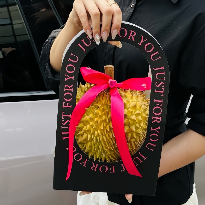 一整颗榴莲包装手提礼盒1粒装哈密瓜网纹瓜水果缕空纸盒高档创意