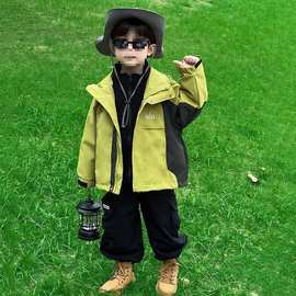 男童三合一外套春秋款2025新款儿童秋装三防冲锋衣深秋季风衣洋气