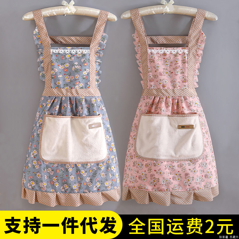 Canvas Household New Arrival Hand-wiping Apron Kitchen Strap Anti-fouling Breathable Female Princess Skirt Cooking Waist Work Clothes
