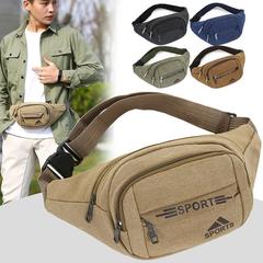 Men and women's waist bag with large capacity, multifunctional, construction site working canvas bag, outdoor leisure fashion chest bag factory wholesale 