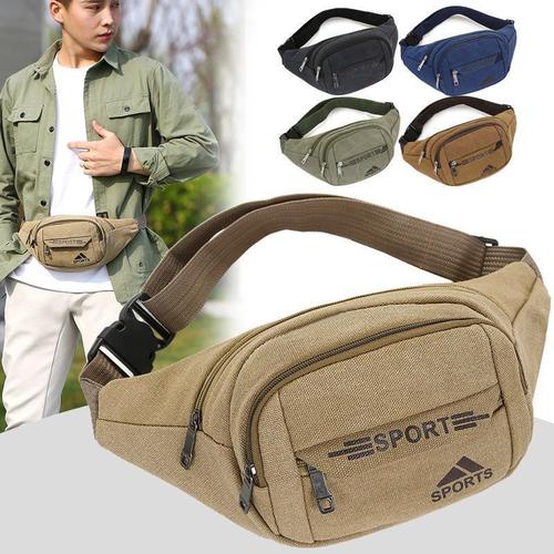 Men and women's waist bag with large capacity, multifunctional, construction site working canvas bag, outdoor leisure fashion chest bag factory wholesale 