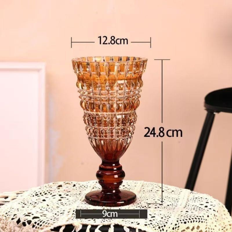 Vaso de vidrio creativo de alta calidad, modelo de lujo ligero, decoración suave de la sala de estar, decoración floral del porche