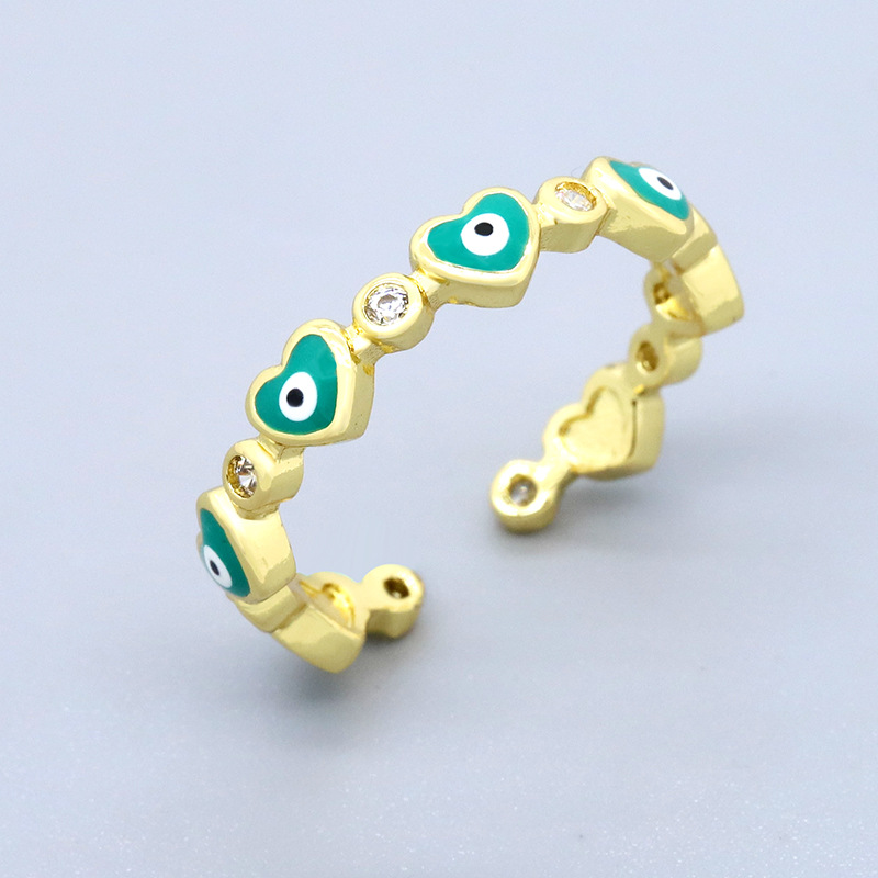 Lady Heart Shape Eye Gold Plated Enamel Zircon Womenu0027S Open Ring 1 Piece