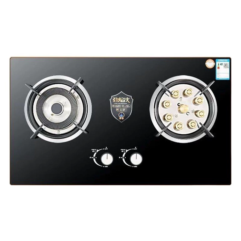 Бытовая газовая плита двойная плита Встроенная термопара импульсного зажигания двойного назначения из закаленного стекла с системой пожаротушения и противопожарной защиты газовой плитой