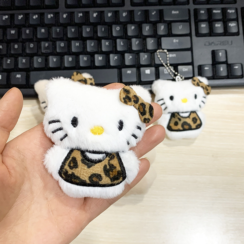 新品レオパードkt猫ぬいぐるみストラップ蝶結び子猫人形ブローチバッグチャームキーホルダーカップストラップ|undefined