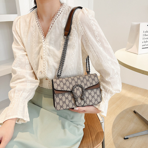 Fashion Bacchus Bag for Women  New Retro Print Chain Bag Trend Crossbody Bag Shoulder Bag Small Square Bag