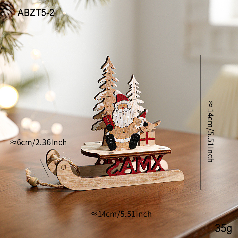 国境を越えた売れ筋の塗装木製クリスマスオーナメント装飾木製ログデスクトップサンタソリ装飾用品|undefined