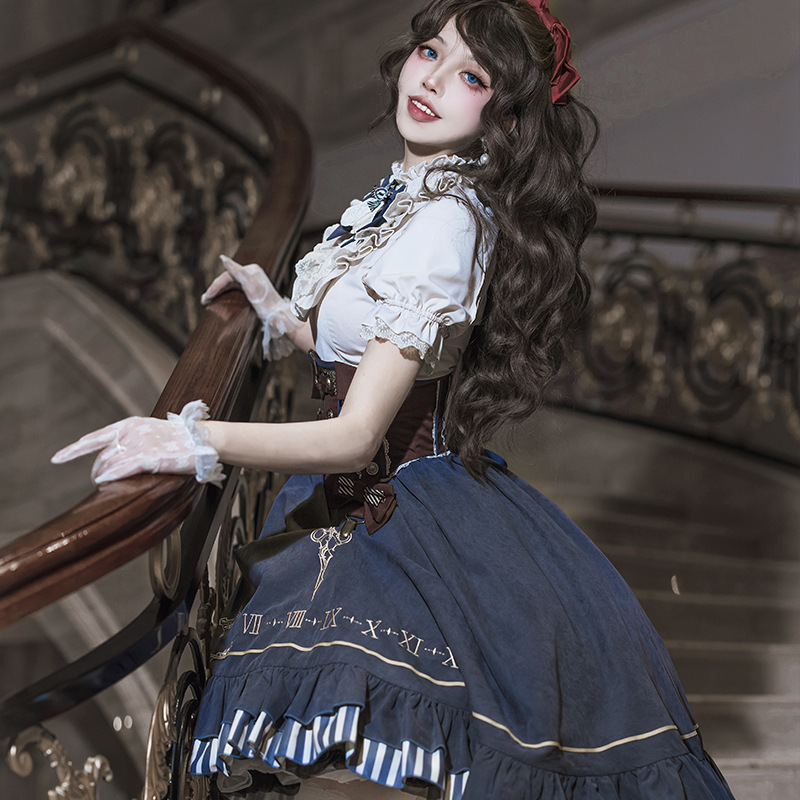 オリジナルの金ポインタロリータの女性シャツの腰の半分のスカートの日常のかわいいLolitaの甘いスカートの6969|undefined