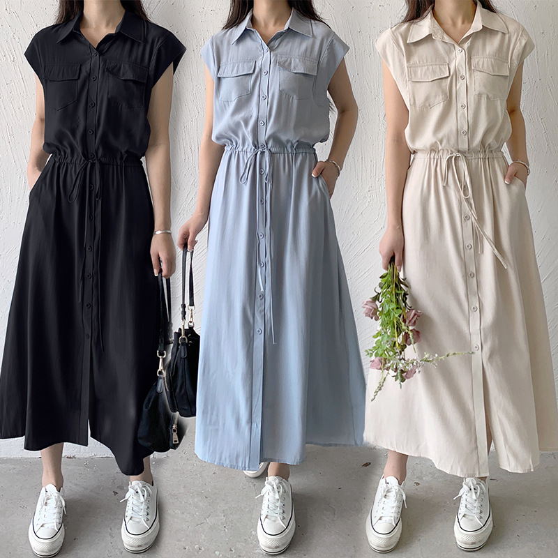 Summer Japanese long dress sleevless for leisure