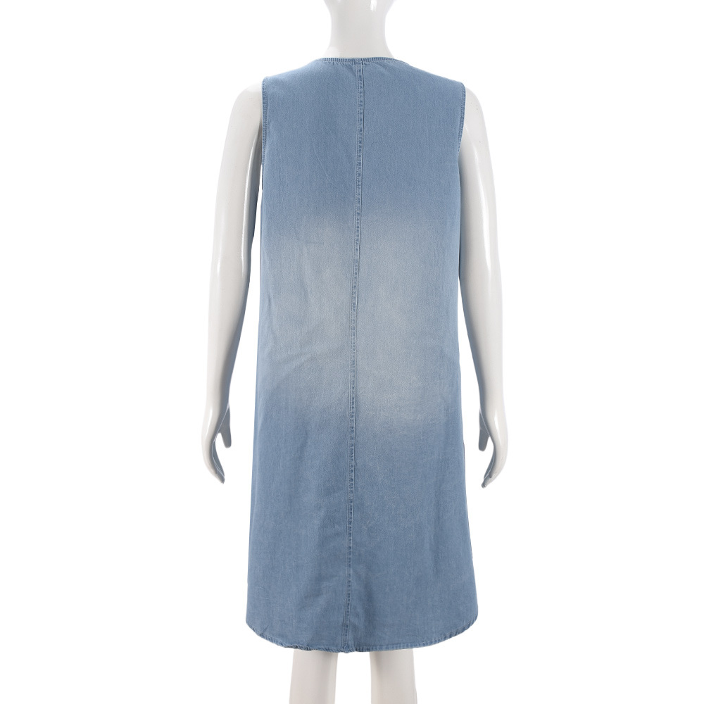 Denim Women opular Sleeveless Casual French V neck Loose Monkey Wash Dress Women