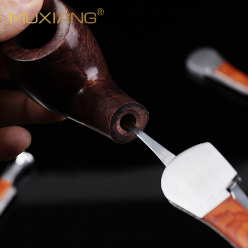 Woody mahogany tobacco knife pressure stick multi-functional needle scraper accessories stainless steel three-in-one pipe tools wholesale