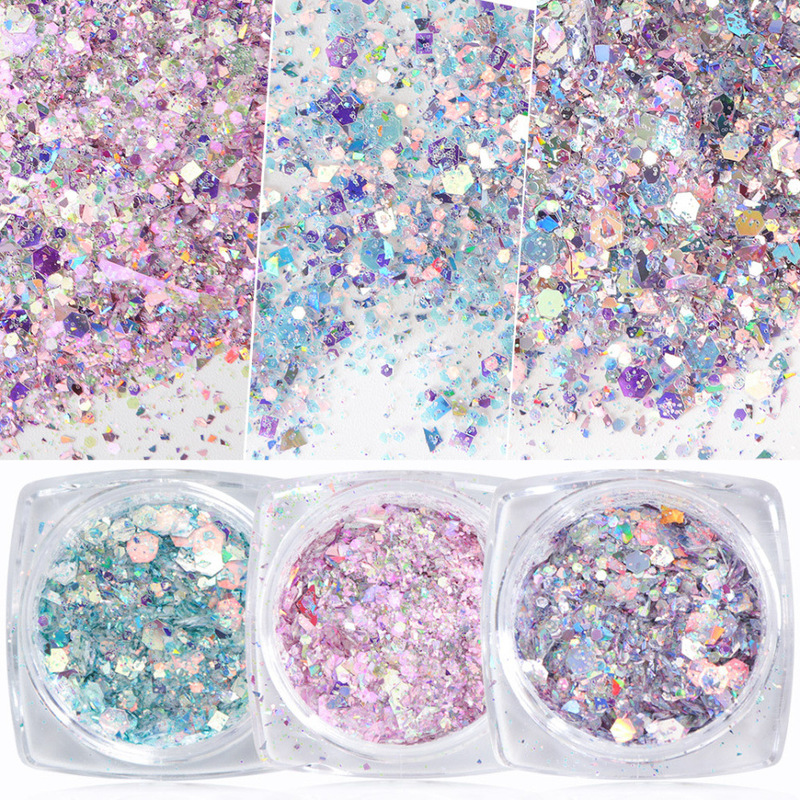 Licai Duo Symphony Glitter Highlight Explosive Glitter Glitter Powder Mixed Size Mixed Laser Gradient Nail Art Accessories