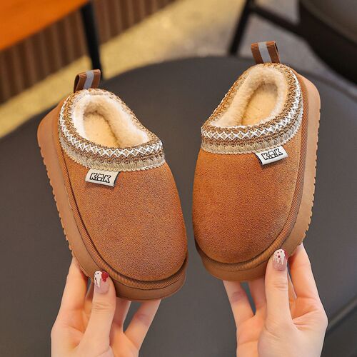 Winter children's cotton slippers for boys and girls, students, home shoes, indoor padded, anti-slip, warm, soft sole, parent-child cotton slippers