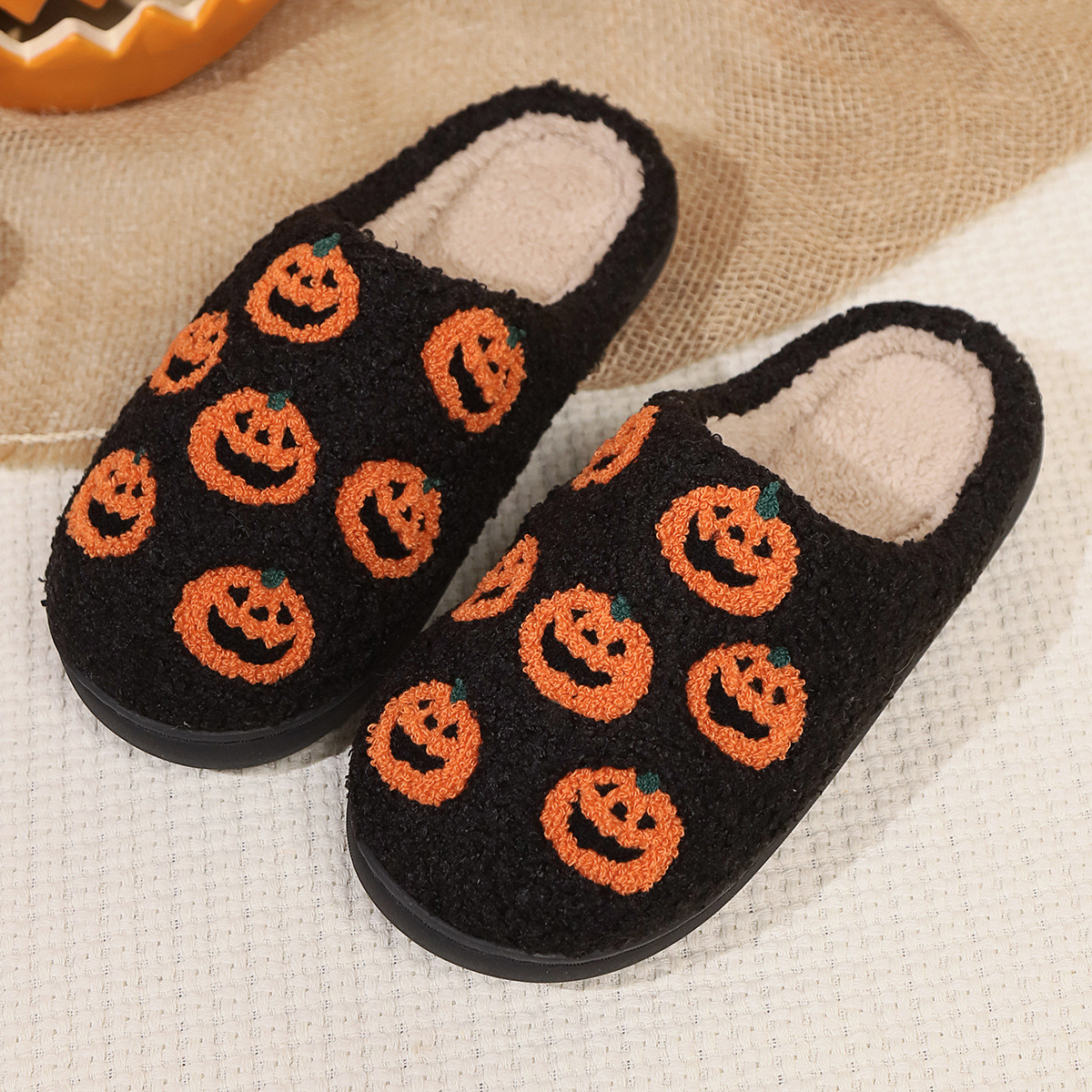 Halloween small order Halloween pumpkin autumn and winter cotton slippers home indoor _viptrois.com