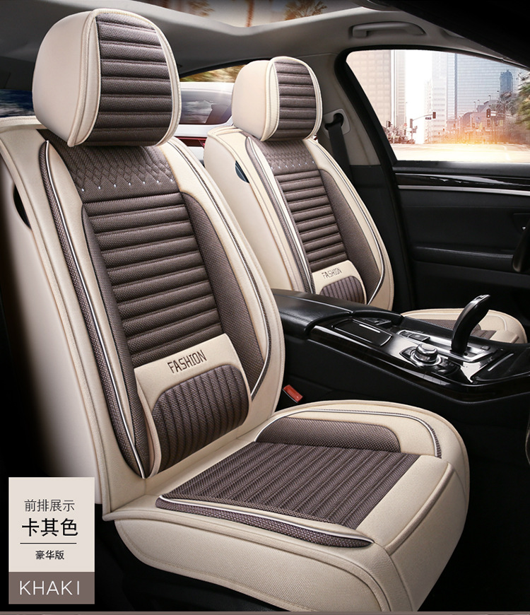 Factory Direct Sales Breathable Linen All-Season Wear-Resistant and Dirt-Resistant Fully Enclosed Car Seat Cushion Car Seat Cover
