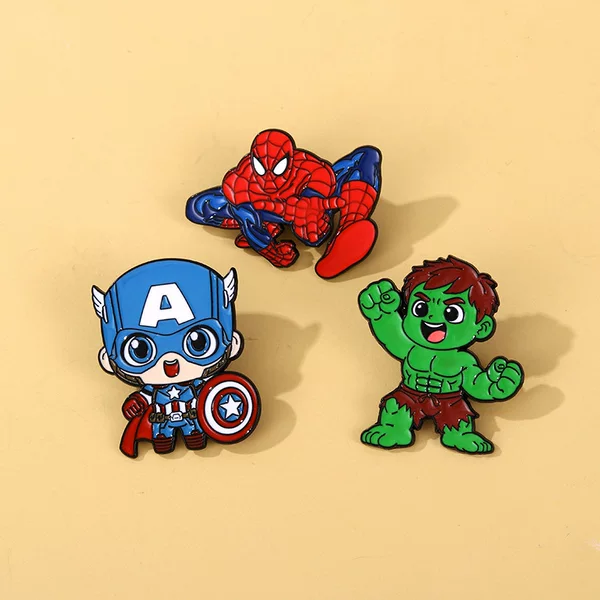 Marvel Peripheral Brooches, Metal Enamel Paint, Spider-Man, Hulk, Captain America, Superhero Series Badges